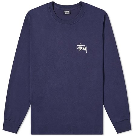 Stussy Basic Stussy - Manga Cumprida Azul Marinho