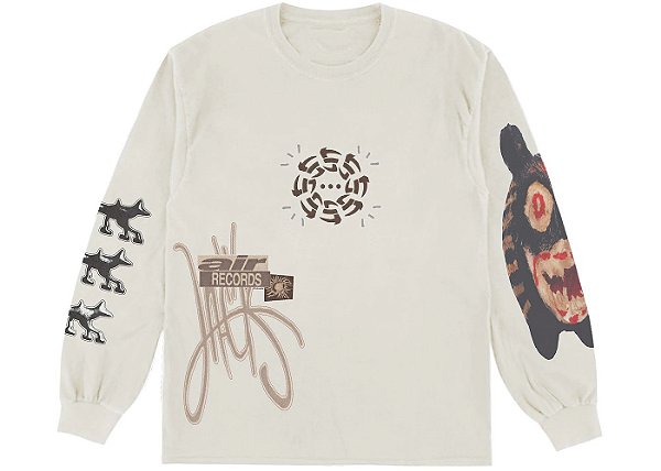 Travis Scott Cactus Jack Camiseta Manga Longa Air Records Branca