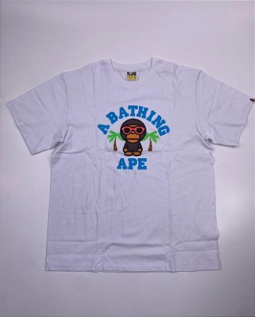 Bape Camiseta A Bathing Ape Milo Palm Tree Branca