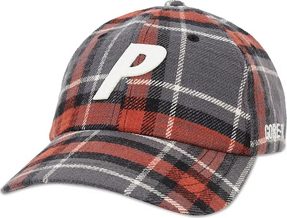 Palace Boné Gore-Tex Plaid P 6-Panel Cinza e Vermelho