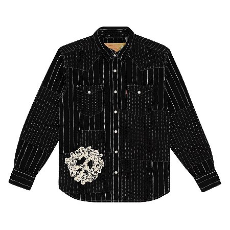 Denim Tears Peace Camisa Patchwork Western Preta