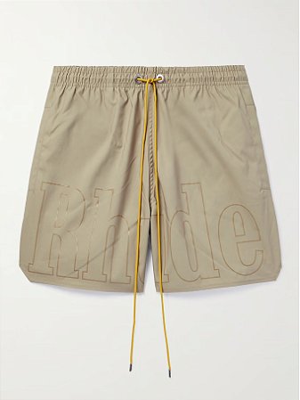 Rhude Bermuda de Praia com Logo Bege