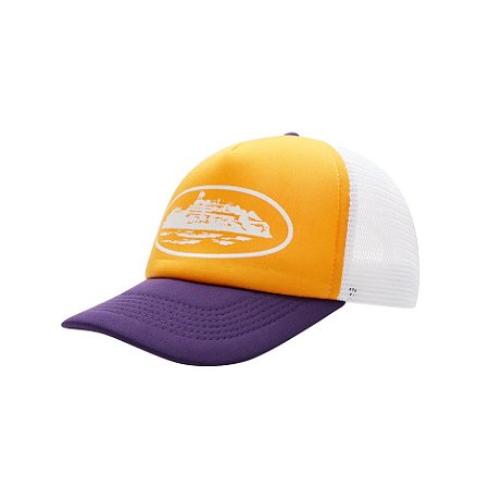 Corteiz Boné Trucker Alcatraz Amarelo e Roxo