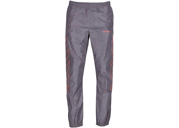 Off-White Calça Track Diagonal Outline Cinza e Laranja