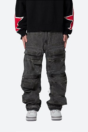 Mnml Calça Ultra Baggy Spray Cargo Denim Preta