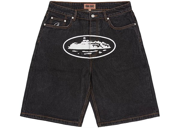 Corteiz Bermuda Alcatraz Baggy Jeans Preta