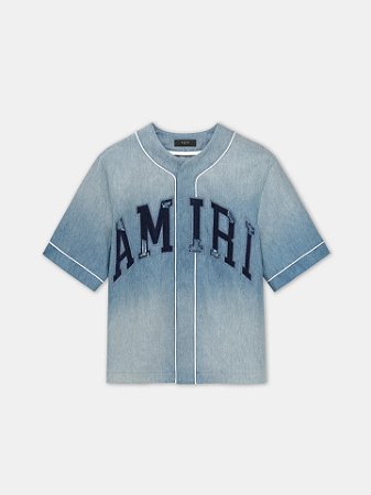 Amiri Camisa Jeans Sunfaded Baseball