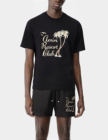 Amiri Conjunto Camiseta + Bermuda Twisted Palms Preto