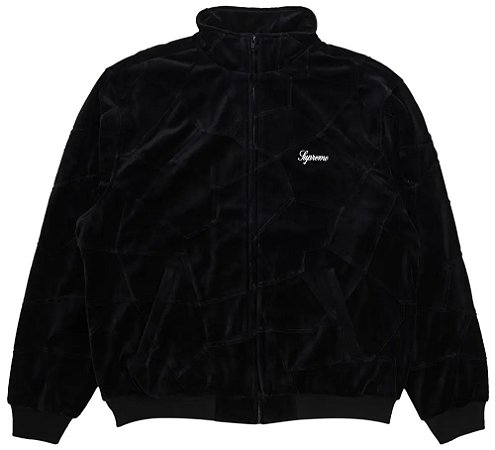 Supreme Jaqueta Patchwork Velour Preta