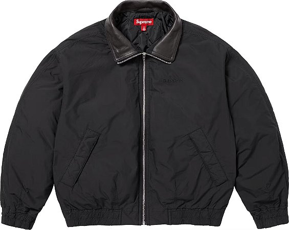 Supreme Jaqueta  Leather Collar Utility Preta