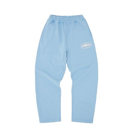Corteiz Calça Island Puff Print Open Hem Azul