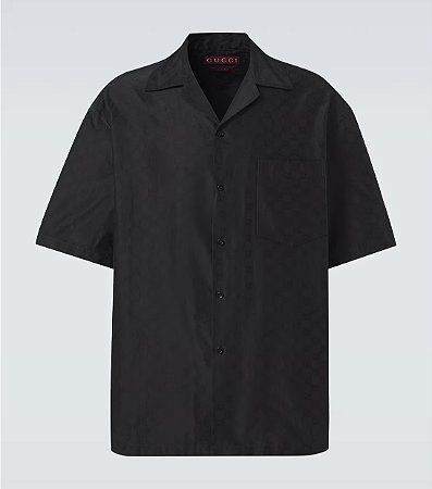 Gucci Camisa Bowling Linho GG Preta