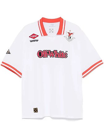 Off-White Camiseta Polo Jersey Eagle Soccer SS Polo Branca