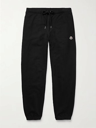 Moncler Calça de Moletom Logo Patch Drawtring Preta