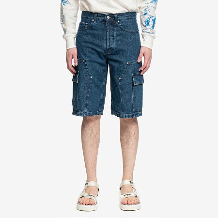 Palm Angels Bermuda Mw Metal Frame Cargo Denim Azul