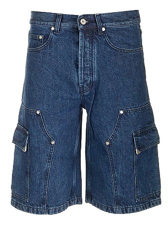 Palm Angels Bermuda Mw Metal Frame Cargo Denim Azul