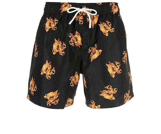 Palm Angels Short Burning Monorgram Swim Preto