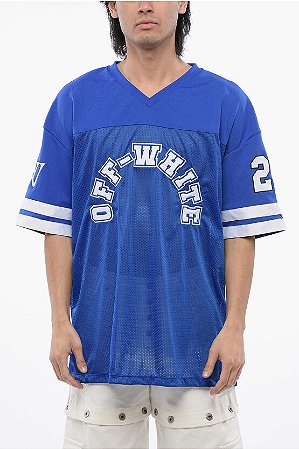 Off-white Camiseta Jersey Embroidered Mesh Football Azul