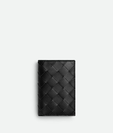 Bottega Veneta Porta-Cartão Intrecciato Flap Black Grass