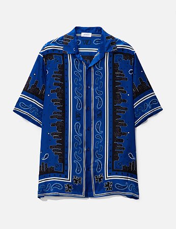 Off-White Camisa Bandana Bowling Azul
