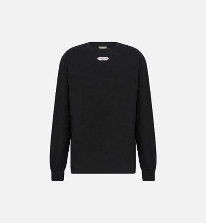 Dior Camiseta Manga Longa Etiqueta Christian Dior Paris Preta
