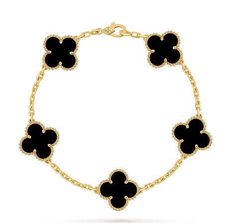 Van Cleef Pulseira Vintage Alhambra 5 motivos Onyx