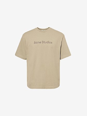 Acne Studios Camiseta Exford Stamp Studded Beige