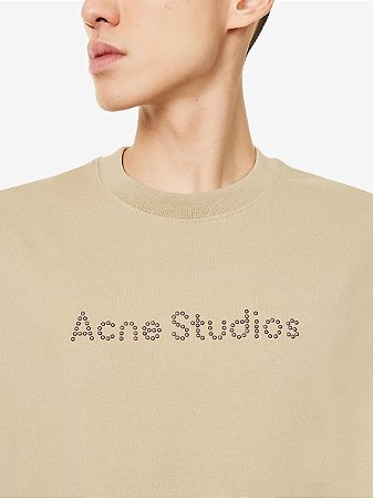 Acne Studios Camiseta Exford Stamp Studded Beige