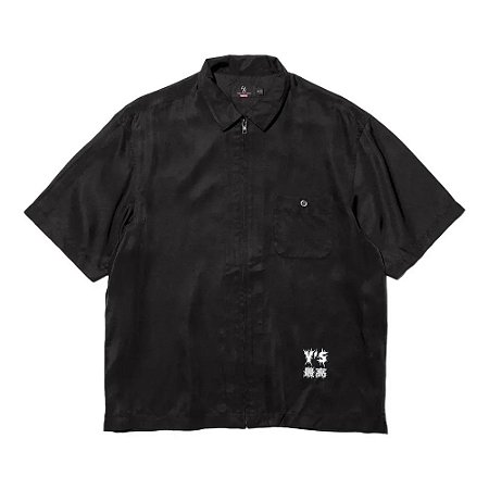 Supreme x Yohji Yamamoto Camisa Y's Silk Zip Up S/S FW25-W3 Preta