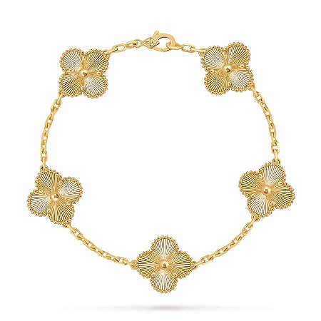 Van Cleef Pulseira Vintage Alhambra 5 motivos Ouro