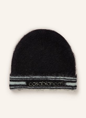 Casablanca Touca Stripe Mohair Preta and Mint