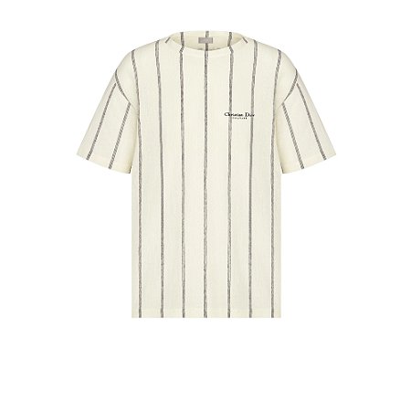 Dior Camiseta Cd Embroidered Listras Bege
