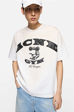 Acne Studios Camiseta Gym Logo Branca