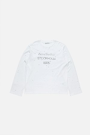 Acne Studios Camiseta Manga Longa Logo Stockholm Branca