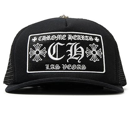 Chrome Hearts Boné Trucker CH Las Vegas Preto
