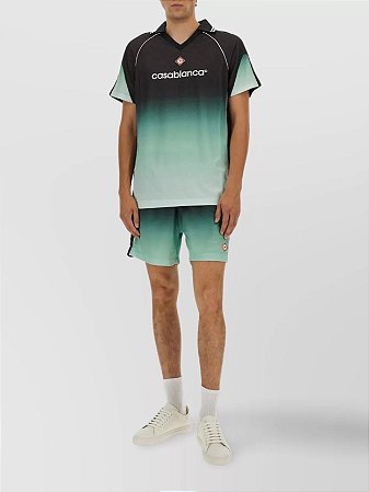 Casablanca Set Camiseta Polo e Bermuda Logo Detailed Monogram Degrade Verde