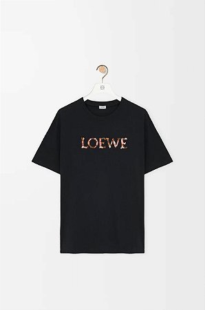 Loewe Camiseta Logo Embroidered Preta