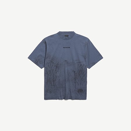 Balenciaga Camiseta Back Medium Fit Azul Escuro