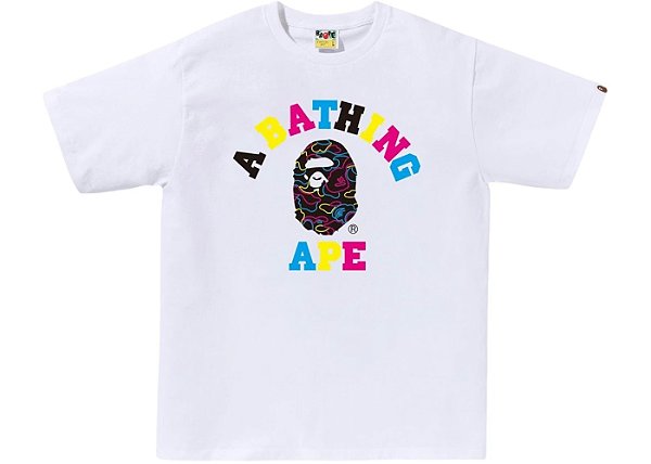 Bape Camiseta Neon Camo Collage Branco