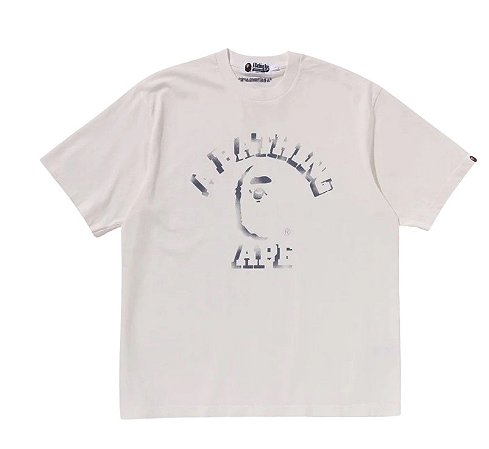 Bape Camiseta Garment Dye Spray Print College Relaxed Creme