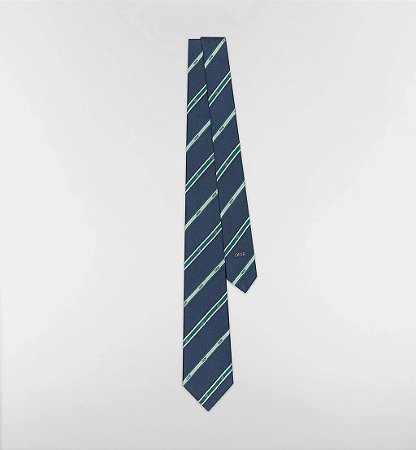 Dior Gravata Club Seda Listrada Azul-marinho