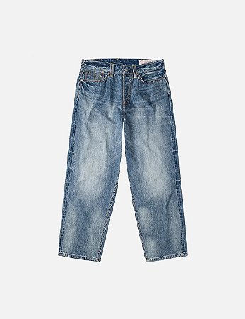 Evisu Calça Loose Fit Ecru Daicock Print #2038 Indigo