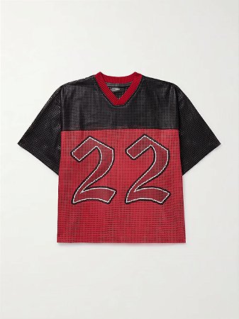 Amiri Camiseta Oversized 22 Mesh Leather Preta