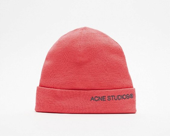 Acne Studios Touca Reversivel Logo Fluo Pink