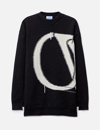 Off-White Moletom Crewneck Ow Maxi Logo Preto