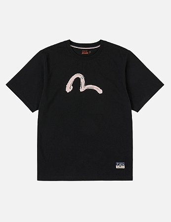 Evisu Camiseta Hand-Brushed Seagull Print Preta