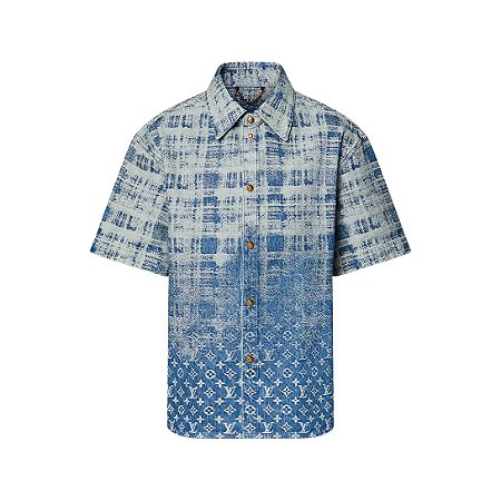 Louis Vuitton Camisa Jeans de Manga Curta Monogram Azul