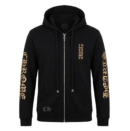 Chrome Hearts Moletom Zip Up Vertical Logo Preta