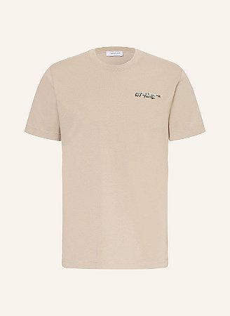 Off-White Camiseta Embroidered Logo Light Brown