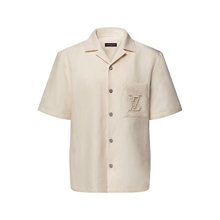 Louis Vuitton Camisa Manga Curta Bordada Bege